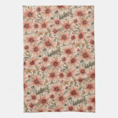 ヴィンテージモダンブロンズピーチフローラ キッチンタオル (縦)