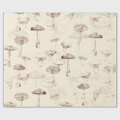 ヴィンテージモダンベージュきのこ模様 ラッピングペーパー (フラット)