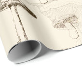 ヴィンテージモダンベージュきのこ模様 ラッピングペーパー (ロールコーナー)