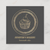 ヴィンテージモダンホイルのカップケーキ自家製ベーカリー スクエア名刺 (正面)