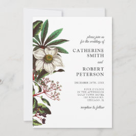 ヴィンテージモダンホワイトクリスマスバラ 招待状