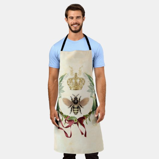 ヴィンテージモダンボタニカルクイーンビー エプロン (着用した状態)