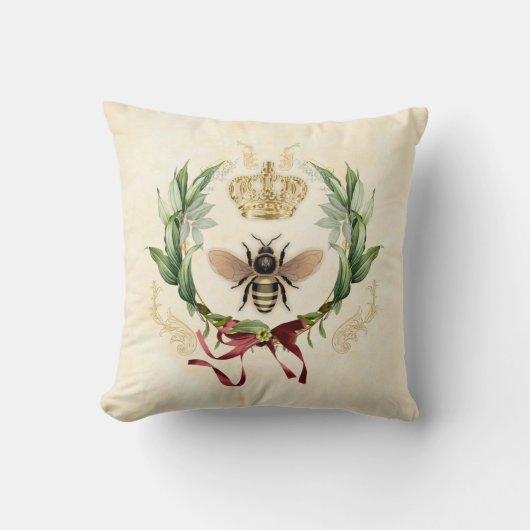 ヴィンテージモダンボタニカルクイーンビー クッション (正面)