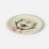 ヴィンテージモダンボタニカルクイーンビー ペーパープレート (アングル)