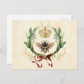 ヴィンテージモダンボタニカルクイーンビー ポストカード (正面/裏面)