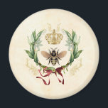 ヴィンテージモダンボタニカルクイーンビー マグネット<br><div class="desc">ヴィンテージモダン植物性クイーンビー蜂蜜の昆虫，レトロなヴィンテージのエレガント葉，花束植物園，夏の春フローラの葉，イラストレーションの水色スケッチ贅沢，王冠の芸術クイーンネクター，かわいい美しいバズ自然，黄色の翼の花動物，金ゴールド野生のミツバチの，昆虫蜂蜜のバグ，</div>