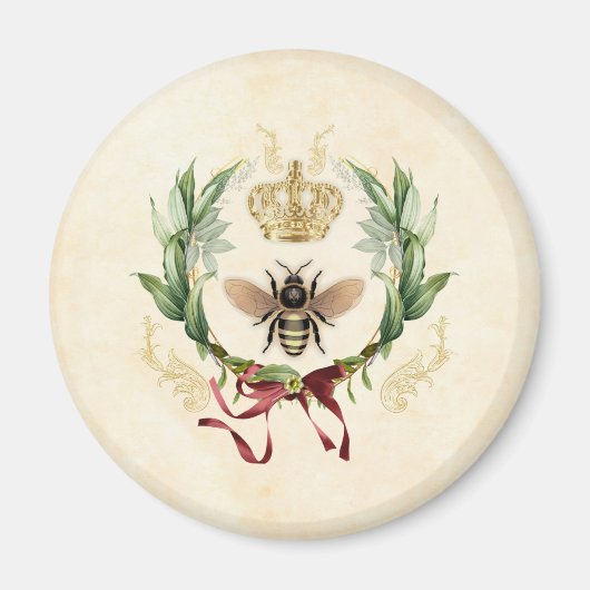 ヴィンテージモダンボタニカルクイーンビー マグネット (正面)