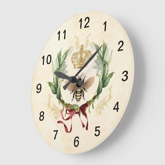 ヴィンテージモダンボタニカルクイーンビー ラージ壁時計 (傾斜)