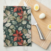 ヴィンテージモダンポインセティアスタオル キッチンタオル (四つ折り)