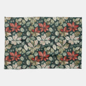 ヴィンテージモダンポインセティアスタオル キッチンタオル (横)