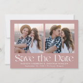 ヴィンテージモダンレタリングほこりバラ2写真 セーブザデート (正面)