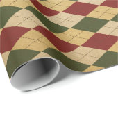 ヴィンテージモダンレッドグリーンベージュクリスマススクウェア ラッピングペーパー (ロールコーナー)