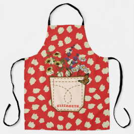 ヴィンテージモダンレッドホワイトフローラマザーズデイエプロン エプロン