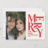 ヴィンテージモダンレトロクリッツマスレッド・ホリデイ 案内状 (正面)