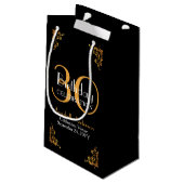 ヴィンテージモダンレトロブラック金ゴールド30th Birthday スモールペーパーバッグ (裏面アングル)