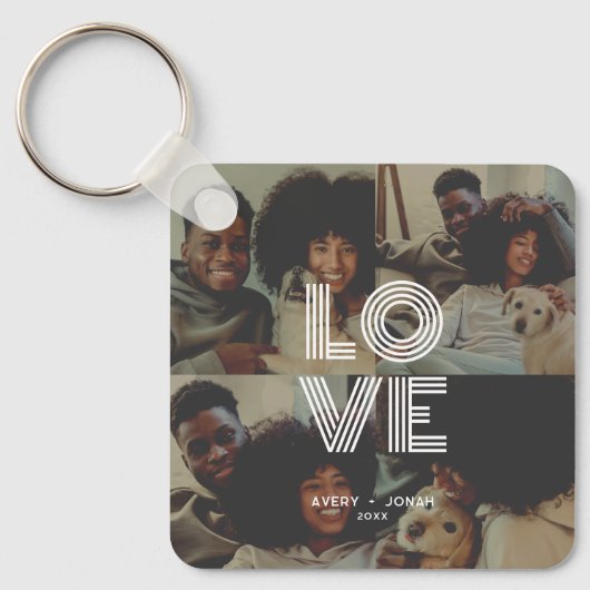 ヴィンテージモダンレトロラブタイポグラフィ4写真 キーホルダー (正面)