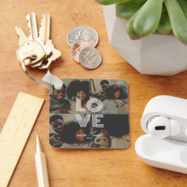 ヴィンテージモダンレトロラブタイポグラフィ4写真 キーホルダー