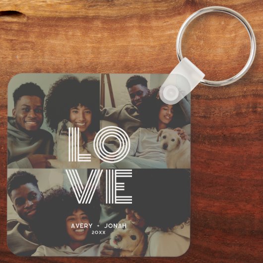 ヴィンテージモダンレトロラブタイポグラフィ4写真 キーホルダー (裏面)