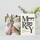 ヴィンテージモダンレトロChritsmasブラック金ゴールド写真 案内状 (スタンド正面)