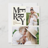 ヴィンテージモダンレトロChritsmasブラック金ゴールド写真An 案内状 (正面)