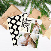 ヴィンテージモダンレトロChritsmasブラック金ゴールド写真An 案内状