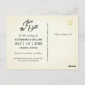 ヴィンテージモダンレモン果実 |結婚式の日付の保存 ポストカード (裏面)