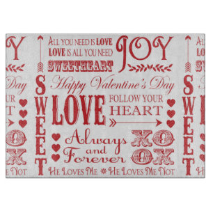 ヴィンテージモダンワードValentine Love collage カッティングボード