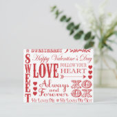 ヴィンテージモダンワードValentine Love collage シーズンポストカード (スタンド正面)