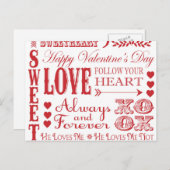 ヴィンテージモダンワードValentine Love collage シーズンポストカード (正面/裏面)