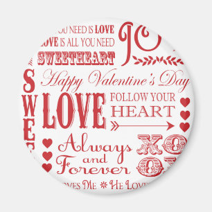 ヴィンテージモダンワードValentine Love collage マグネット