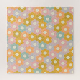 ヴィンテージモダン六角花柄パステル ジグソーパズル