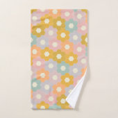 ヴィンテージモダン六角花柄パステル バスタオルセット (ハンドタオル)