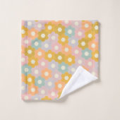 ヴィンテージモダン六角花柄パステル バスタオルセット (ウォッシュタオル)