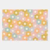 ヴィンテージモダン六角花柄パステル ラッピングペーパーシート (正面3)