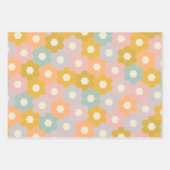 ヴィンテージモダン六角花柄パステル ラッピングペーパーシート (正面)