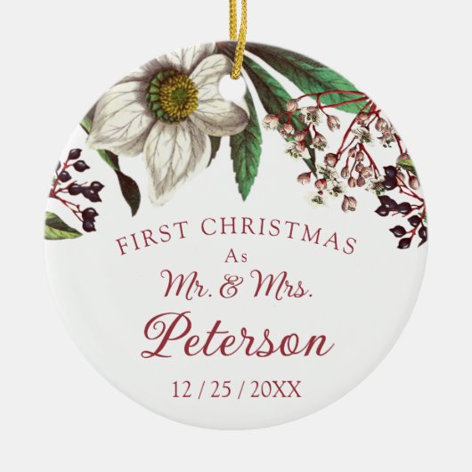 ヴィンテージモダン初めてのクリスマスはミセス セラミックオーナメント (正面)