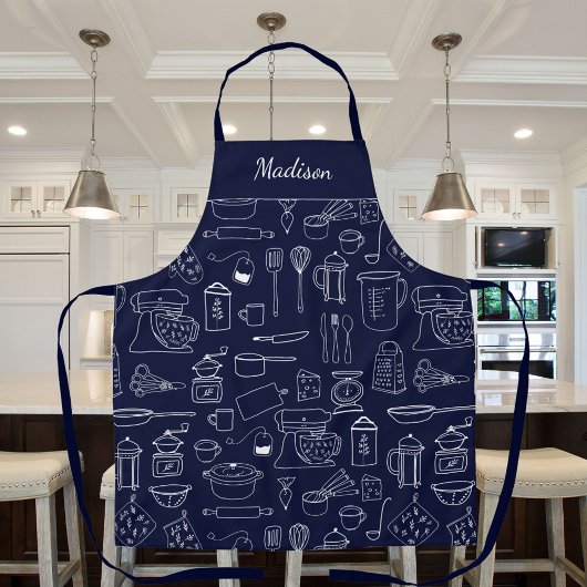 ヴィンテージモダン台所用品かわいいドードル エプロン