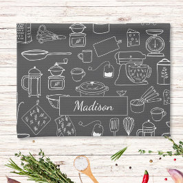 ヴィンテージモダン台所用品かわいいドードル キッチンタオル