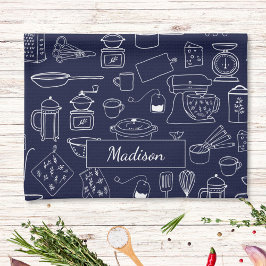 ヴィンテージモダン台所用品かわいいドードル キッチンタオル