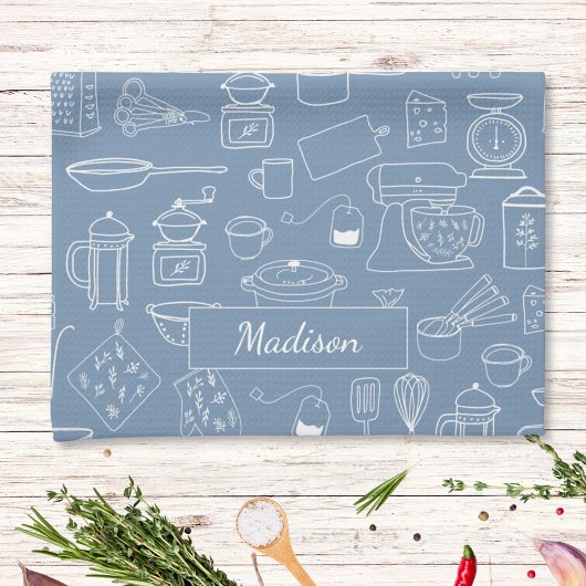 ヴィンテージモダン台所用品かわいいドードル キッチンタオル