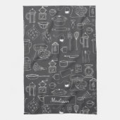 ヴィンテージモダン台所用品かわいいドードル キッチンタオル (縦)