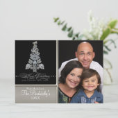 ヴィンテージモダン宝石飾りメリークリスマスツリーカード シーズンカード (スタンド正面)