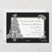 ヴィンテージモダン宝石飾りメリークリスマスツリーカード シーズンカード (裏面)