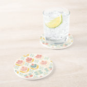 ヴィンテージモダン抽象芸術フローラ砂岩コースター コースター (側面)