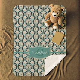 ヴィンテージモダン抽象芸術植物単図模様 シェルパブランケット