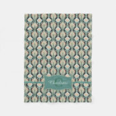 ヴィンテージモダン抽象芸術植物単図模様 フリースブランケット (正面)