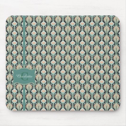 ヴィンテージモダン抽象芸術植物単図模様 マウスパッド (正面)