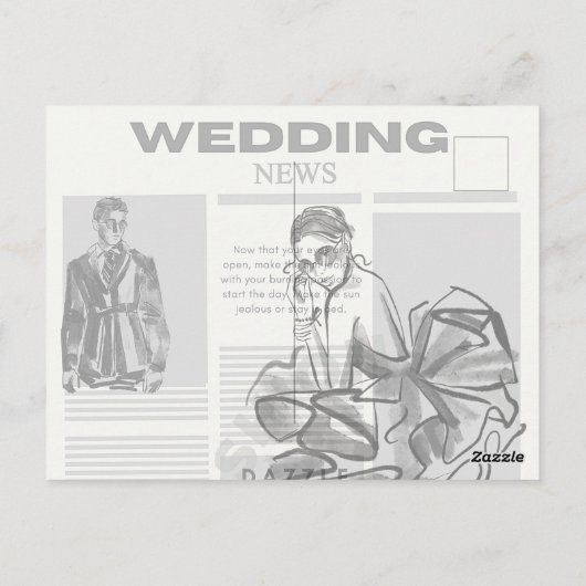 ヴィンテージモダン新聞結婚スタイル ポストカード (裏面)