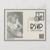 ヴィンテージモダン新聞結婚スタイル ポストカード (正面)