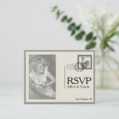 ヴィンテージモダン新聞結婚スタイル ポストカード (スタンド正面)